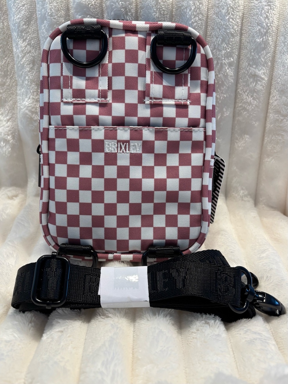 Brixley - Pink Checkmate Women’s Crossbody Bag - Pink & White - Picture 2 of 4
